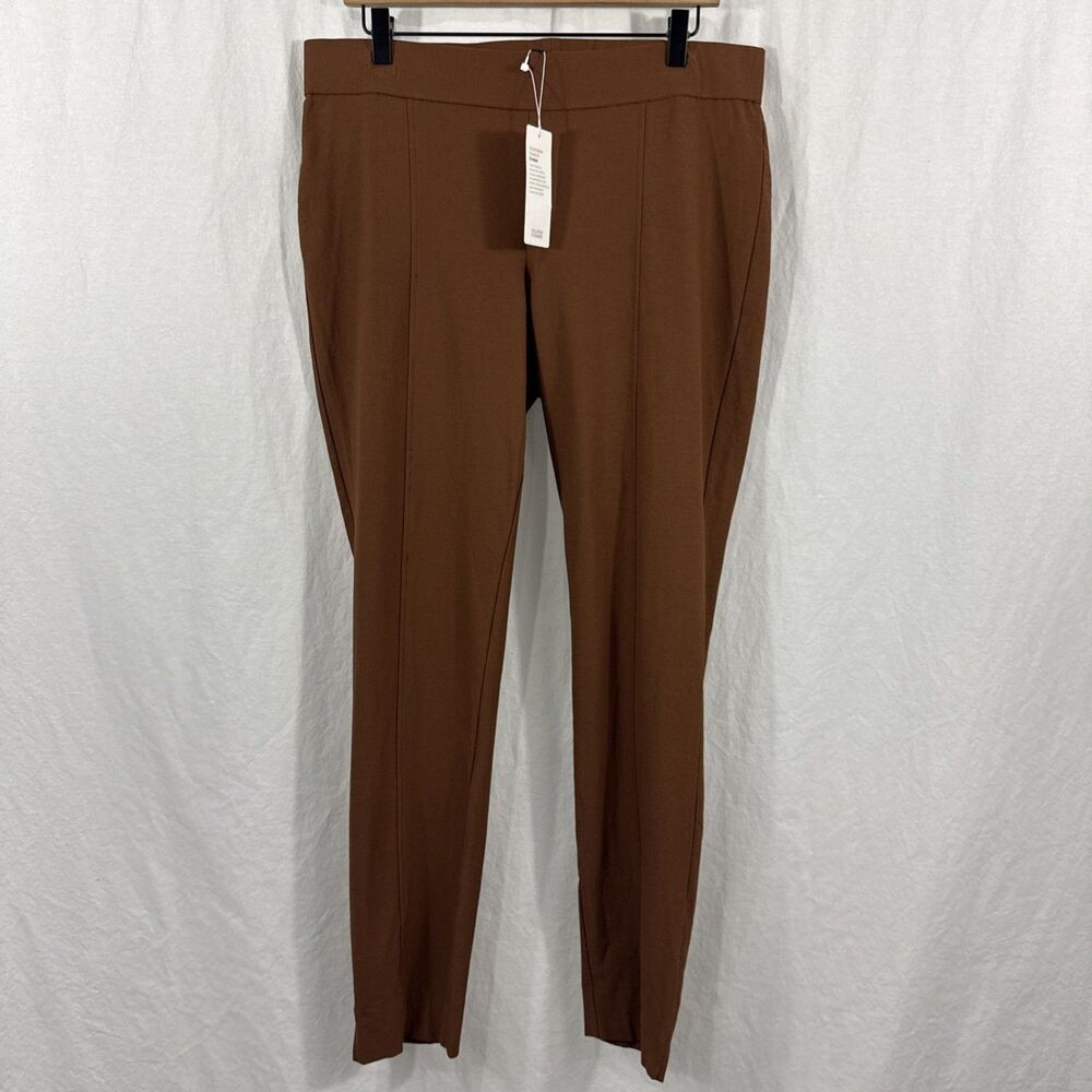 Eileen Fisher Washable Stretch Crepe Slim Terracotta Pants Womens L Quiet Luxury